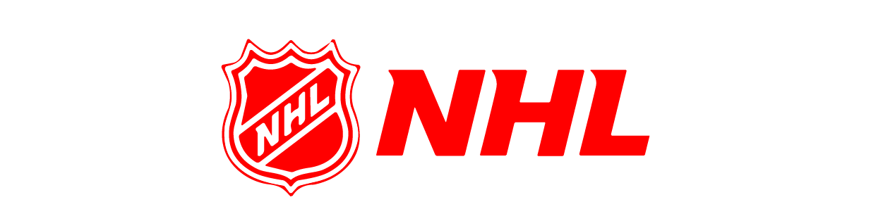 a red and white logo