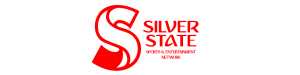 a red logo with black background
