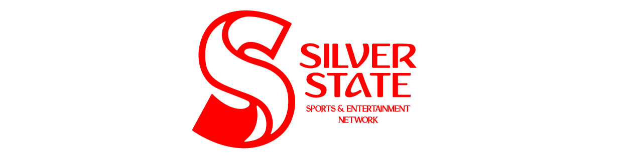 a red logo with black background